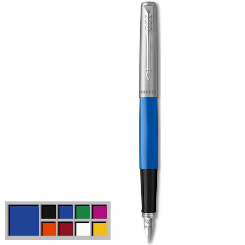 Parker Jotter Fountain Pen Blue/Stainless Steel Barrel Blue and Black Ink - 2096858