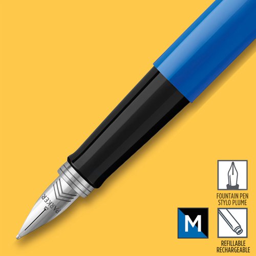 Parker Jotter Fountain Pen Blue/Stainless Steel Barrel Blue and Black Ink - 2096858