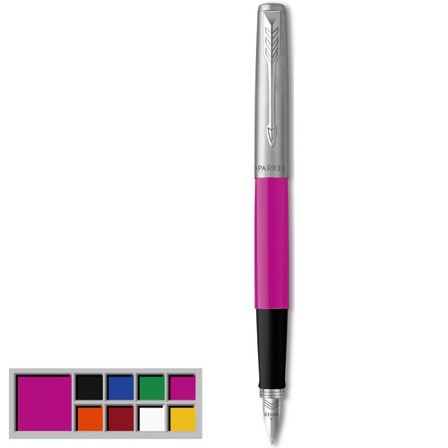 Parker Jotter Fountain Pen Magenta/Stainless Steel Barrel Blue and Black Ink - 2096860
