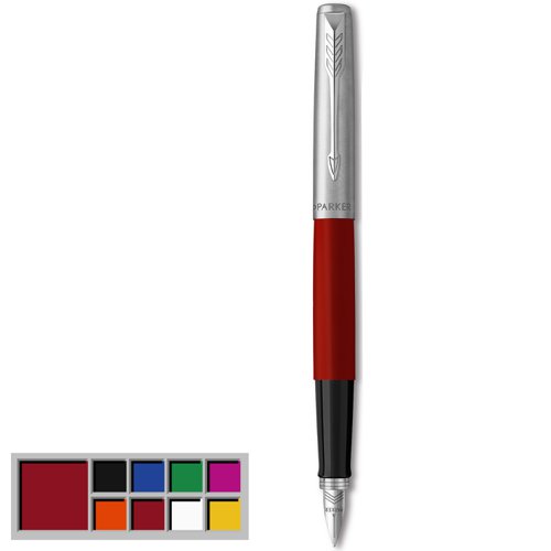 Parker Jotter Fountain Pen Red/Stainless Steel Barrel Blue and Black Ink - 2096872