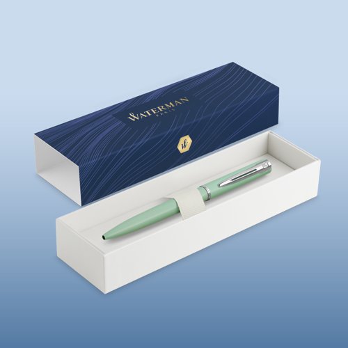 11662NR - Waterman Allure Ballpoint Pen Pastel Green/Chrome Barrel Blue Ink Gift Box - 2105304