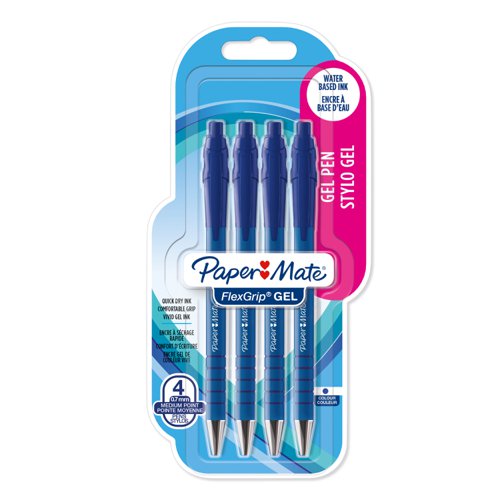 Paper Mate Flexgrip Gel Rollerball Pen 0.7mm Line Blue (Pack 4) - 2108215 Ballpoint & Rollerball Pens 11456NR