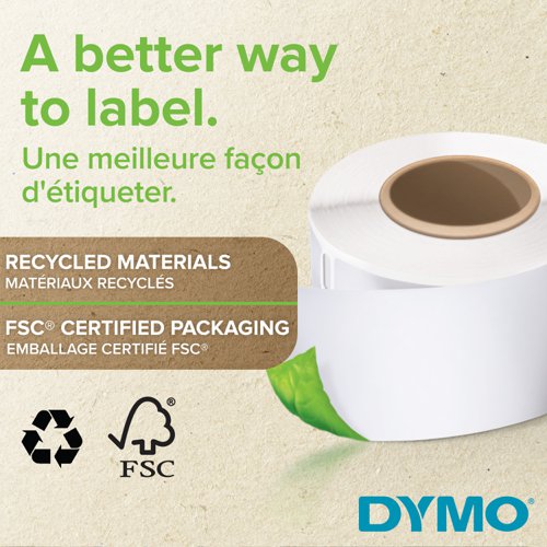 11697NR | Tackle challenging labeling tasks and surfaces with labels that last longer than paper labels: DYMO LabelWriter Durable Labels. Featuring professional-grade adhesive and a protective coating, these heavy-duty labels resist peeling from moisture, acetone, alcohol and other common cleaners. Constructed from tear-resistant plastic and utilizing direct thermal-printing technology, you can print individual, pre-sized labels that last. And the easy-peel backing makes for fast application. DYMO LW Durable labels also stick strongly to a wide variety of surfaces including glass, plastic, metal and wood. Simply put, DYMO LabelWriter labels are the perfect blend of tough and cost effective.