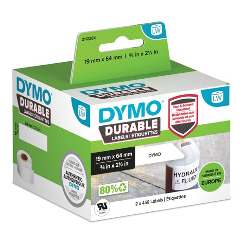 Dymo 2112284 LW Durable Barcode label 19mm x 64mm Black on White | 31803J | Newell Brands