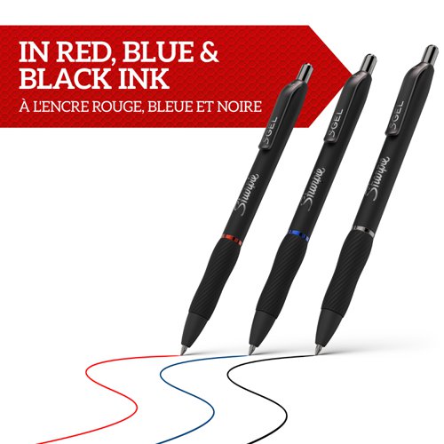 Experience a high-performance gel pen with the Sharpie S-Gel. With no smear, no bleed technology, this Sharpie pen delivers an exceptional writing experience. The gel ink pen features intensely bold colours for always vivid writing, while the contoured rubber grip provides a comfortable writing experience during any writing task. Finally, its sleek design and matte finish give it a stylish, professional look. Available in 3 point sizes and 3 gel ink colours, Sharpie S-Gel offers a smooth writing experience at home, school, or in the office.