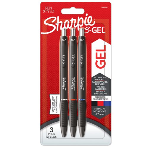 Sharpie 2136596 S-Gel Assorted 0.7mm point Pen Pack of 3
