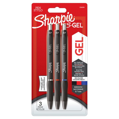 Sharpie 2136596 S-Gel Assorted 0.7mm point Pen Pack of 3