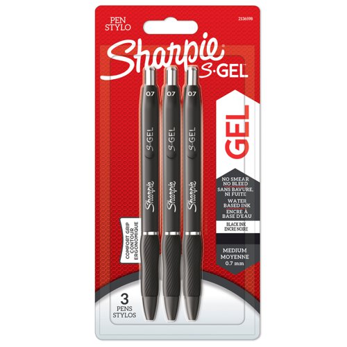 Sharpie Gel Pens 0.7mm Black pack of 3