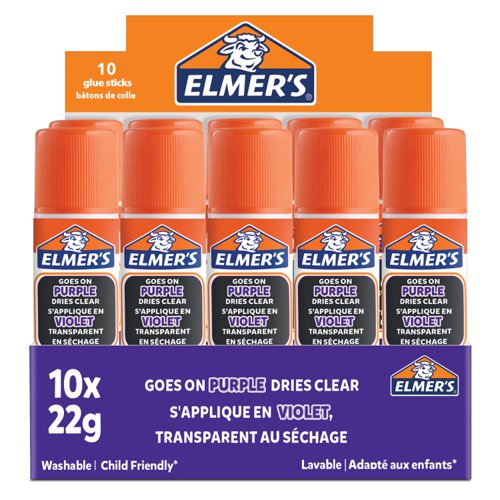 Elmers Glue Stick Dissapearing Purple 22g (Pack 10) - 2136614