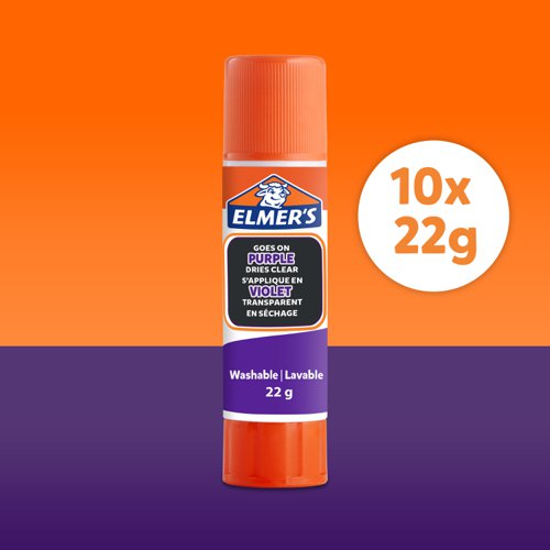 Elmers Glue Stick Dissapearing Purple 22g (Pack 10) - 2136614 Newell Brands