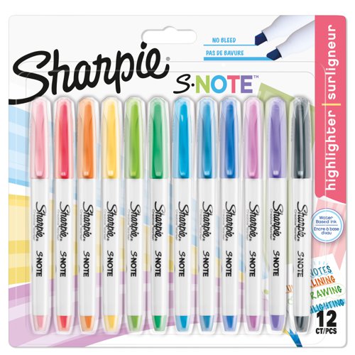 Sharpie S-Note Creative Permanent Marker Chisel Tip Assorted Colours (Pack 12) 2138233