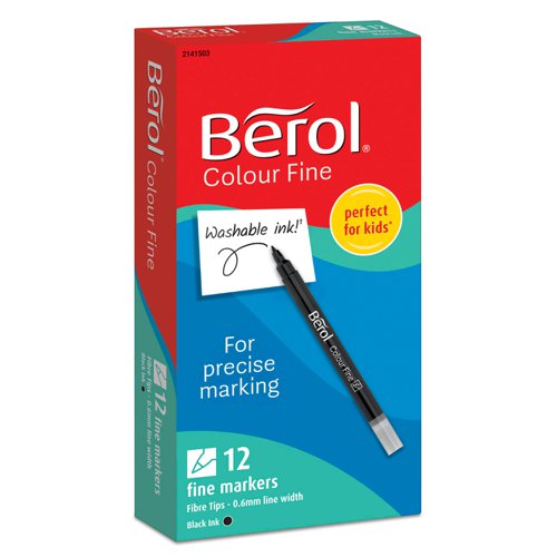 Berol Colour Fine Markers Black (Pack 12) 2141503