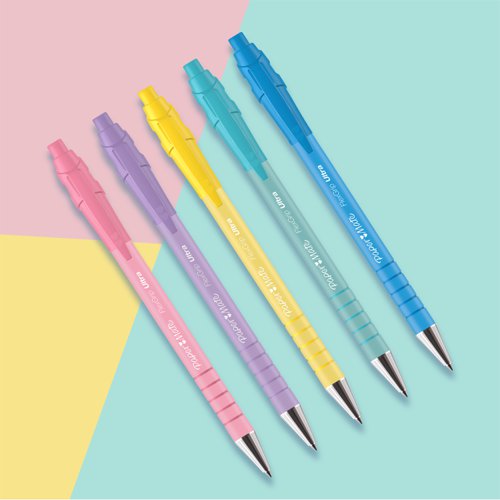 Paper Mate FlexGrip Ultra Pastel Ballpoint Pens Medium 1.0mm Tip Black Ink (Pack 5) 2152934 11101NR