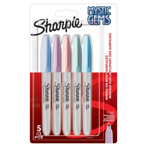 Sharpie Permanent Markers Mystic Gem Special Edition Fine Point Assorted Colours (Pack 5) 2157670 Newell Brands