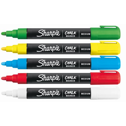 Sharpie Chalk Markers Wet Erase Chalk Pens Assorted Colours (Pack 5) 2157733