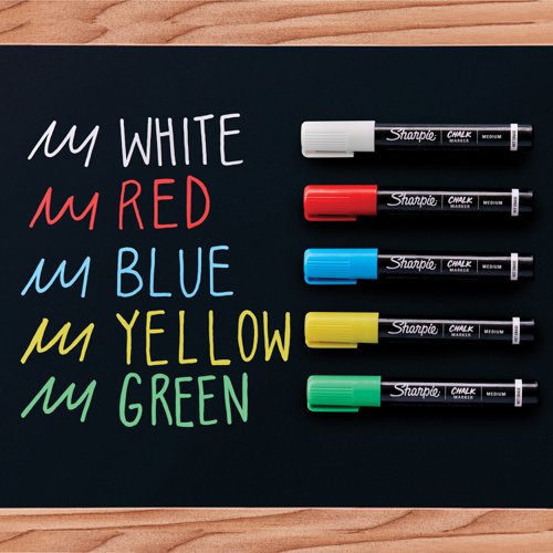 Sharpie Chalk Markers Wet Erase Chalk Pens Assorted Colours (Pack 5) 2157733 11150NR Buy online at Office 5Star or contact us Tel 01594 810081 for assistance