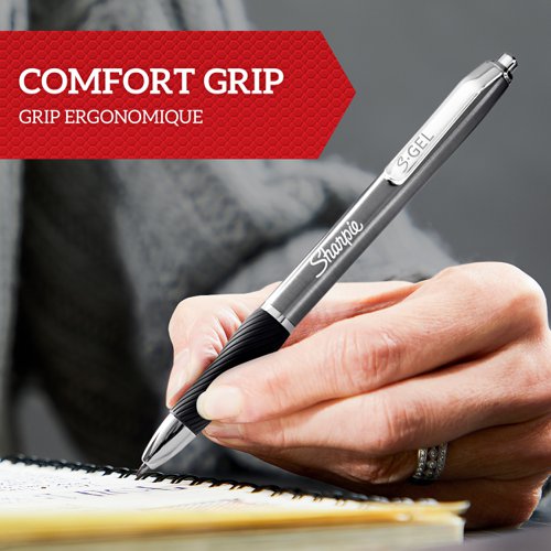Sharpie S-Gel Metal Gel Pen Medium Point 0.7mm Tip Black Ink  + Black Refills (Pack 2 Pens + 2 Refills) - 2162643 Newell Brands