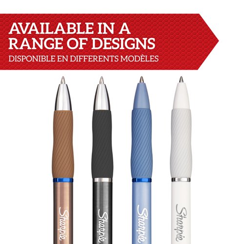 Sharpie S-Gel Metal Gel Pen Medium Point 0.7mm Tip Black Ink  + Black Refills (Pack 2 Pens + 2 Refills) - 2162643 11122NR