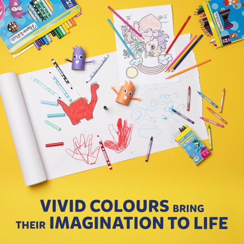 Paper Mate children's colouring pencils in an array of vivid colours help them create eye-catching works of art. Rounded for easy control and pre-sharpened to enjoy right out of the pack, these coloured pencils are vibrant and splinter free, making them perfect for sparking creativity and keeping little ones occupied on long journeys. Available in 24 exciting colours!
