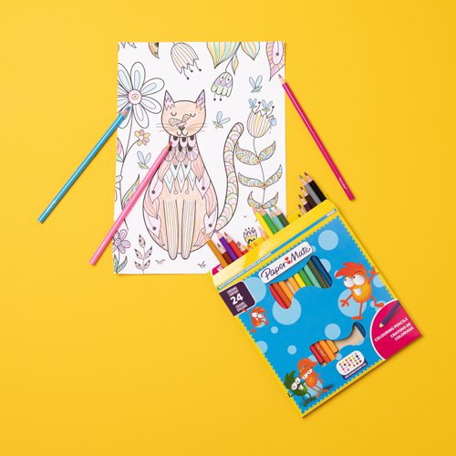 Paper Mate Childrens Colouring Pencils Pre-Sharpened Coloured Pencils Assorted Colours (Pack 24) 2166489 11178NR Buy online at Office 5Star or contact us Tel 01594 810081 for assistance