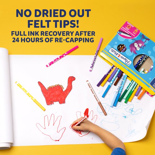 Paper Mate Childrens Felt Tip Colouring Pen Washable Assorted Colours (Pack 12) 2166507 Fineliner & Felt Tip Pens 11157NR