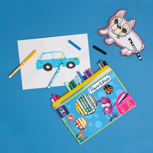 Paper Mate Childrens Felt Tip Colouring Pen Washable Assorted Colours (Pack 24) 2166508 11164NR Buy online at Office 5Star or contact us Tel 01594 810081 for assistance