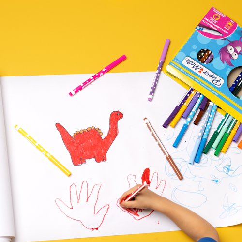 11164NR | Paper Mate children's felt tips in 24 assorted vivid colours that can help create eye-catching works of art. A versatile tip that draws both thin and thick lines  gives good coverage and helps to develop drawing skills.