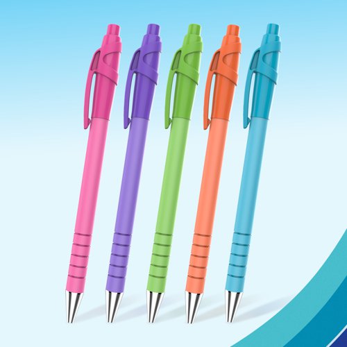 FlexGrip Ultra Retro Ballpoint Pens Medium 1.0mm Tip Black Ink (Pack 5) 2171853 11094NR
