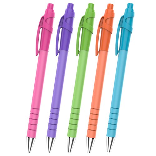 FlexGrip Ultra Retro Ballpoint Pens Medium 1.0mm Tip Black Ink (Pack 5) 2171853