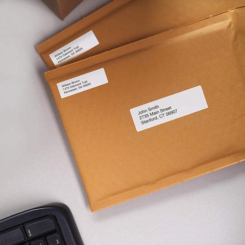 ES77563 | Authentic DYMO LabelWriter Return Address Labels are an efficient and cost-effective solution to all of your mailing, shipping and organisational needs. These large, 25x54mm return address labels provide clear, legible text for accurate delivery of packages. Direct thermal-printing eliminates messy and expensive ink or toner. Self-adhesive, and easy-to-peel labels for fast, precise labelling. Packed in rolls so you can quickly print one label or hundreds with no waste. Compatible with DYMO LabelWriter 450 and 550 Series and 4XL/5XL label makers. Pack of 12.