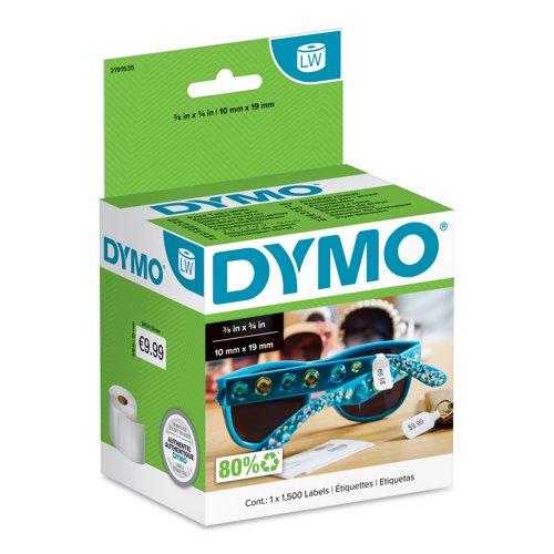 DYMO 10mm x 19mm Price Tag/ Jewellery Label 1500 Labels Per Roll (Single Roll) - 2191635