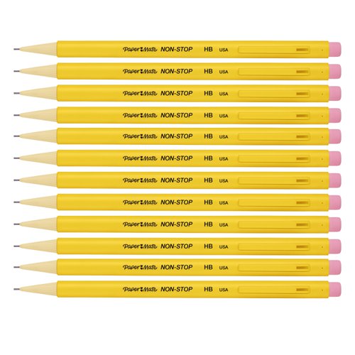 Paper Mate Non Stop Mechanical Pencil HB 0.7mm Lead Amber Barrel (Pack 12) - S0189423