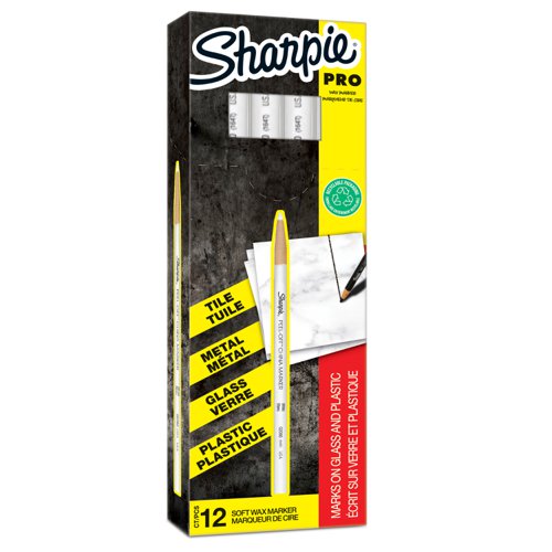 Sharpie China Wax Marker Pencil Peel-off Unwraps to Sharpen White Ref S305061 [Pack 12]
