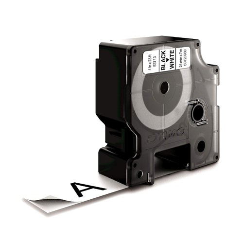 Dymo 53713 D1 Labelmaker Tape 24mm x 7m Black on White S0720930 - ES53713