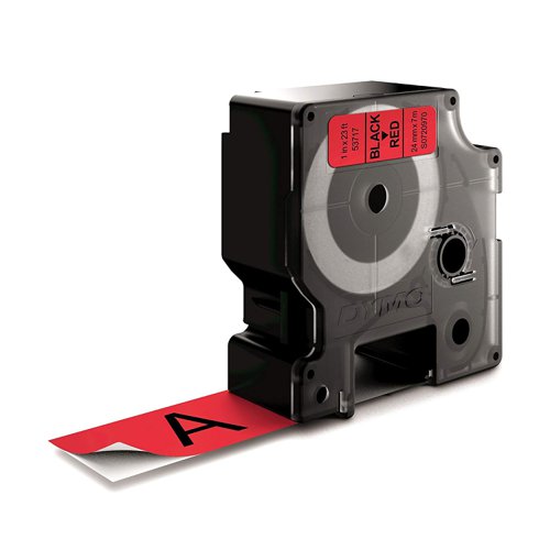 Dymo 53717 24mm x 7m Black on Red Tape