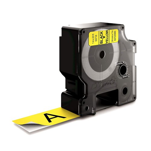 Dymo 53718 24mm x 7m Black on Yellow Tape