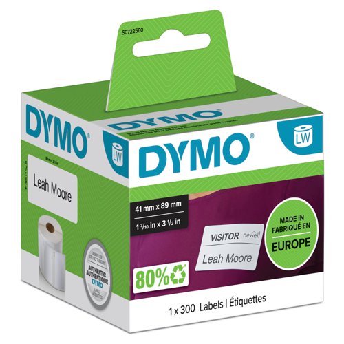 Dymo LabelWriter Labels Name Badge 89x41mm White Ref 11356 S0722560 [Pack 300]