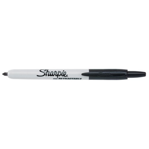 Sharpie Retractable Permanent Marker Fine Tip 1mm Line Black (Pack 12) - S0810840