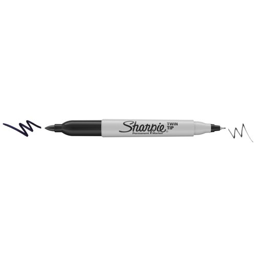 Sharpie Permanent Marker Twin Tip Fine/Ultra Fine Black (Pack of 12) S0811100