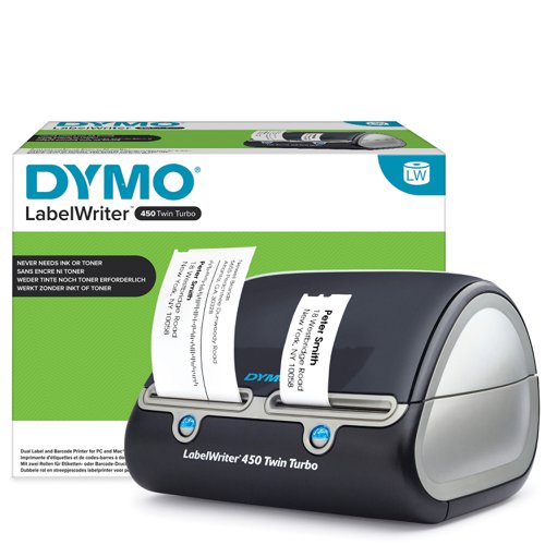 Dymo LabelWriter 450 Twin Turbo Desktop Label Printer Black/Silver - S0838910