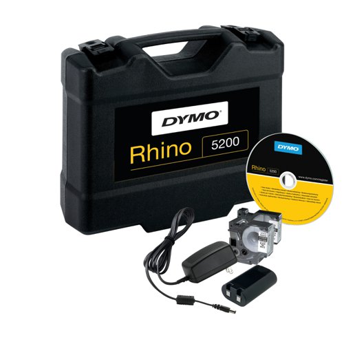 Dymo RhinoPRO 5200 Labelmaker Kit Printer Adaptor and Rechargeable Battery for 6-19mm Tapes Ref S0841390 148817 Buy online at Office 5Star or contact us Tel 01594 810081 for assistance