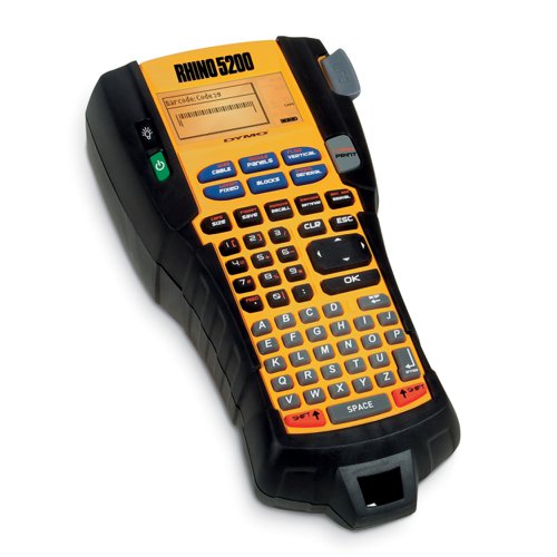 16580NR | Organise your business or worksite with the DYMO Rhino 5200 Industrial Label Maker. This label maker features a familiar keyboard layout and an extensive library of symbols and pre-programmed industry terms to simplify professional labelling applications. Create and format labels with hot key shortcuts, save individual label formats with a custom key, and easily pull up your most frequently used labels with the favourites key. Designed to print on a wide variety of label tapes, the DYMO Rhino 5200 Industrial Label Maker helps make any industrial labelling job easy.