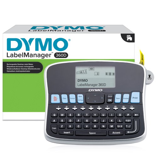 Dymo LabelManager 360D 2 Line Display Prints 2 Lines for 6 9 12 19mm D1 Ref S0879490