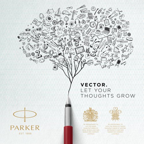 Parker Vector Fountain Pen Medium Black with Chrome Trim 67407 S0881041 - PA03123