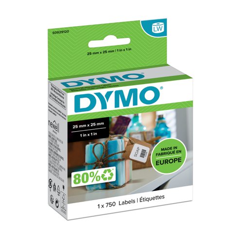 Dymo S0929120 25mm x 25mm Square Multipurpose Labels 22056J