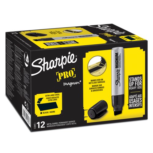 Sharpie Magnum Metal Permanent Marker Chisel Tip 14.8mm Line Black (Pack 12) - S0949850