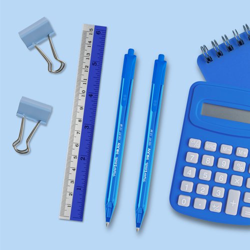 Paper Mate Inkjoy 100 Retractable Ballpoint Pen Medium 1.0mm Tip 0.7mm Line Blue Ref S0957040 [Pack 20] Newell Rubbermaid