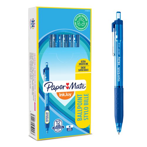 Paper Mate S0959920 Inkjoy 300 Retractable Pen Medium Tip Blue Box of 12