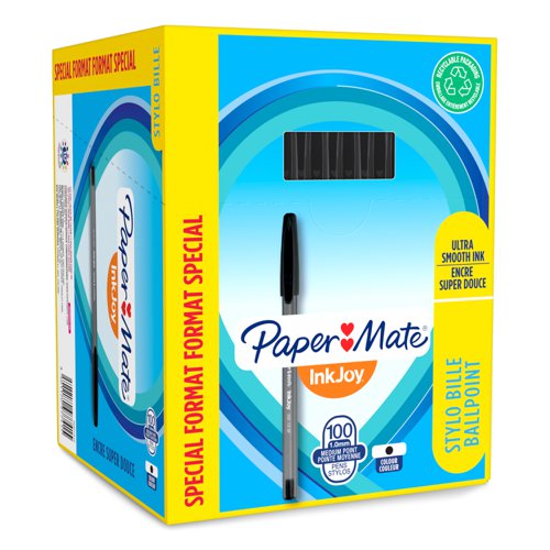 PaperMate InkJoy 100 Ballpoint Pen Medium Black (Pack of 100) S0977410