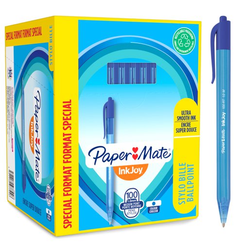 Paper Mate S0977440 Inkjoy Retractable Pens Blue Ink - Pack of 100 30344J